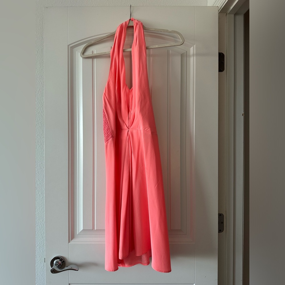 GORGEOUS SALMON HALTER DRESS